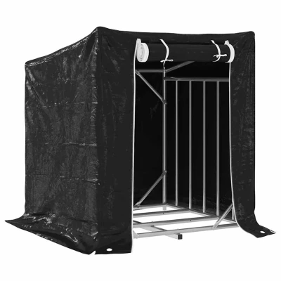 Afbeelding van Haardhoutrek met regenhoes 100,5x100,5x110,5 cm staal
