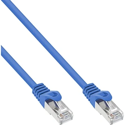 Image de InLine Cordon de raccordement RJ 45 (M) pour 30 cm SFTP CAT 5e moulé bleu