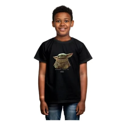 Afbeelding van The Mandalorian Black Men&#039;s T shirt Child Logo 8 years
