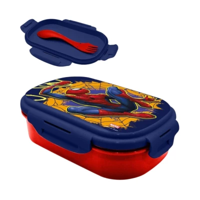 Afbeelding van Marvel Spider man Lunchtrommel met bestek Broodtrommel spiderman School