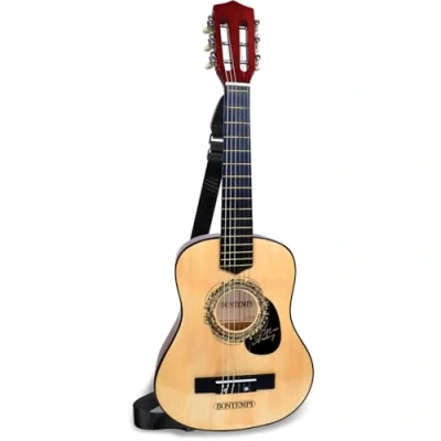 Afbeelding van Bontempi Houten Gitaar Met 6 Snaren En Schouderband 75 Cm