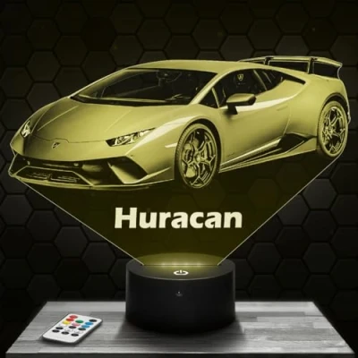Afbeelding van Nachtlampje, nachtlampje met touchscreen, auto, Huracan, 3D lamp, led, illusie, cadeau idee, Kerstmis, verjaardag, jongens en meisjes, nachtlamp, kinderkamer of volwassenen, TOP