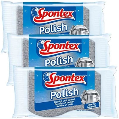 Afbeelding van Spontex 3 stuks roestvrijstalen reinigingsdoekjes, reinigt en gepolijst, ideaal voor potten oppervlakken van roestvrij staal