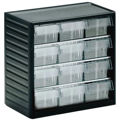 Afbeelding van Treston Tijdschrift voor kleine onderdelen LxDxH 310 x 180 290 mm met 12 laden, lichtgrijs, L 04 transparant, 294
