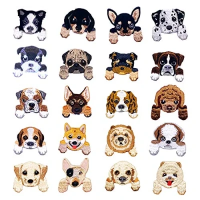 Afbeelding van Woohome Hondenpatches om op te strijken, 20 stuks patchstickers voor kleding, bloemen, applicatie, patches kinderpatches doe het zelf T shirt, jeans, tassen
