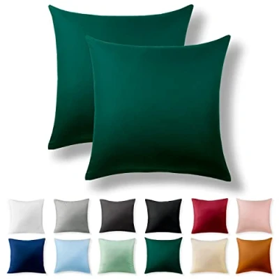 Afbeelding van Set van 2 kussenhoezen, 60 x cm, 100% katoen met ritssluiting, superzachte kussensloop, kussenhoes, bosgroen