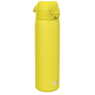 Afbeelding van Ion8 Thermosfles van roestvrij staal, 500 ml, lekvrij, gemakkelijk te openen, veilige vergrendeling, vaatwasmachinebestendig, draaggreep, past in bekerhouders, geel
