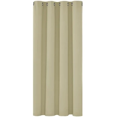 Afbeelding van Gordijnen Verduisterend met Oogjes, Beige, Ondoorzichtige Warmtewerende Stof voor Woonkamer, 1 stuk, 132x138 cm (B x H)