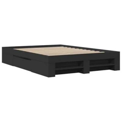 Afbeelding van vidaXL Bedframe bewerkt hout zwart 140x190 cm