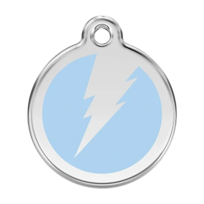 Afbeelding van Flash Light Blue roestvrijstalen hondenpenning large/groot dia. 3,8 cm RedDingo
