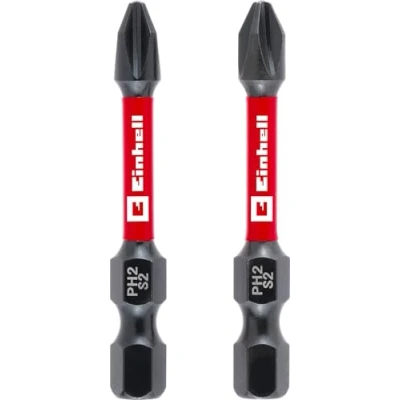 Afbeelding van Einhell 2 stuks 50 mm PH2 slagbits (S2 staal, torsiezone, efficiënte krachtoverbrenging, rode ring, schacht C 6.3)