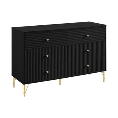 Afbeelding van Vente unique Commode 6 laden Zwart LUREO L 120 cm x H 78 D 40