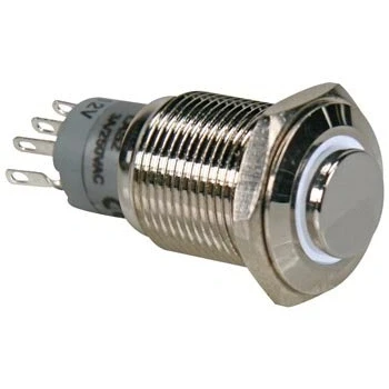 Afbeelding van HOGE RONDE METALEN SCHAKELAAR SPDT 1NO 1NC WITTE RING (R1710W)