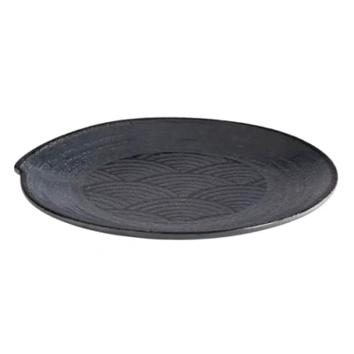 Afbeelding van APS 84908 Dark Wave bord melamine zwart golfpatroon Ø 22 cm hoogte 2