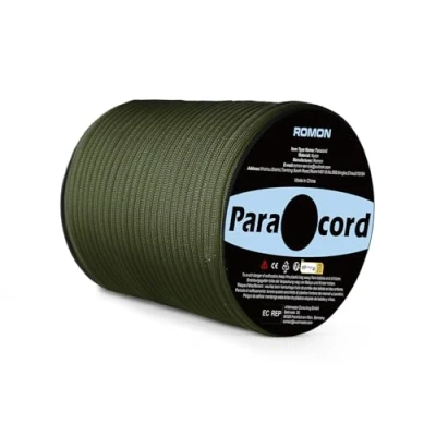 Afbeelding van Romon paracord 4 mm, 50 m met 9 strengen, scheurvast, nylon, voor survival, camping, legergroen