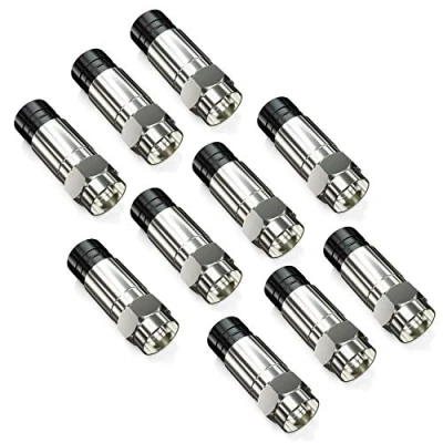 Afbeelding van deleyCON 10 x F compressieconnector tot 7 mm stekker voor coaxkabel, satelliet tv kabel, hoog terugslagverlies, robuust ontwerp