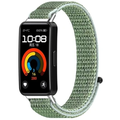 Afbeelding van Sport loop nylon bandje Groen Huawei Band 10 / 9 8