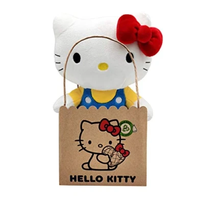 Afbeelding van Joy Toy Hello Kitty Classic Eco Plush 24 cm in een herbruikbaar kartonnen zakje het pluche dier bestaat voor 100% uit gerecyclede materialen huisdierflessen