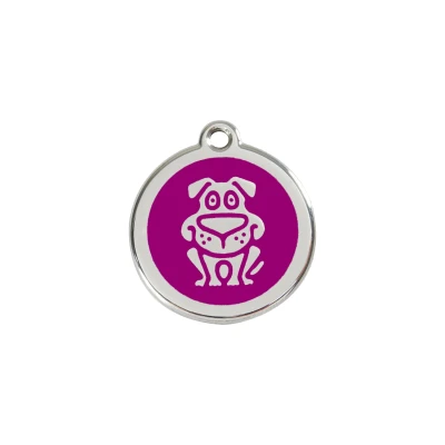 Afbeelding van Dog Purple roestvrijstalen hondenpenning small/klein dia. 2 cm RedDingo