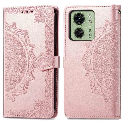 Afbeelding van iMoshion Hoesje Geschikt voor Motorola Edge 40 Met Pasjeshouder Mandala Bookcase Rosé Goud