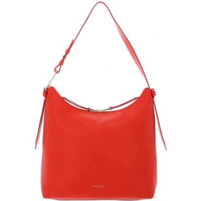 Afbeelding van COCCINELLE Leren Schoudertas Malory Handbag Grained Leather Gazpacho Oranje