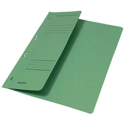 Afbeelding van Snelhechtmap Leitz 3740 A4 1/2 voorblad + 2 gaats 250gr karton groen 50ST