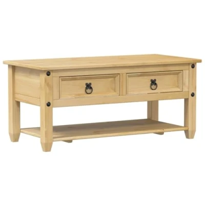Afbeelding van Salontafel met lades Corona 100x48x45 cm massief grenenhout