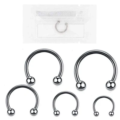 Afbeelding van WARRIOR PYS 001 316L chirurgisch staal hoefijzerpiercing met 2 ballen van 3 mm, Metaal, Geen edelsteen, edelsteen