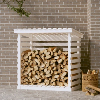 Afbeelding van Haardhoutrek 108x73x108 cm massief grenenhout wit