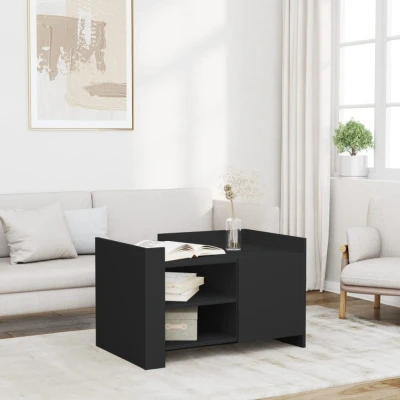 Afbeelding van Salontafel 80x50x50 cm bewerkt hout zwart