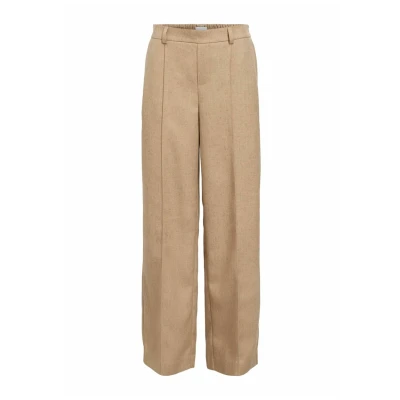 Afbeelding van Object Broek Objbea Lisa Wide Pants 140 23048004 Tannin/black Melange Dames Maat W34