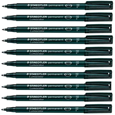 Afbeelding van Lumocolor permanente marker met fijne punt, waterdicht, sneldrogend, voor cd&#039;s, dvd&#039;s, OHP zwart, 10 stuks Staedtler