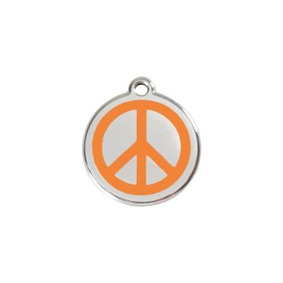 Afbeelding van Peace Orange roestvrijstalen hondenpenning small/klein dia. 2 cm RedDingo