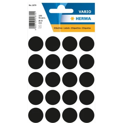 Afbeelding van Huismerk Herma 1879 Etiket Rond 19mm Zwart pakje met 1 velletje stickers