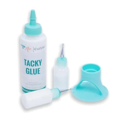 Afbeelding van Craftelier Scrapbooking set Tacky Glue 120 ml + turquoise lijmhouder 2 flessen met ultradunne applicator 15 niet giftige en veelzijdige lijm