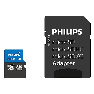 Afbeelding van Philips FM64MP65B Micro SDXC kaart 64GB incl. adapter Class 10 UHS I U3
