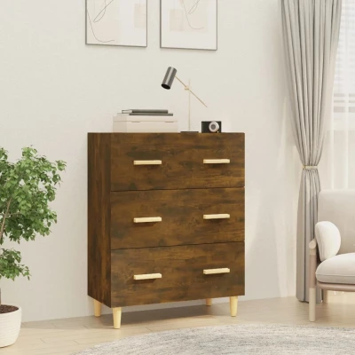 Afbeelding van Dressoir 70x34x90 cm bewerkt hout gerookt eikenkleurig