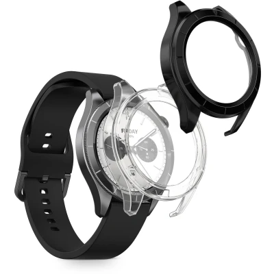 Afbeelding van kwmobile 2x cover geschikt voor Xiaomi Watch S4 / eSIM Fitnesstracker van gehard glas en kunststof frame set transparant zwart