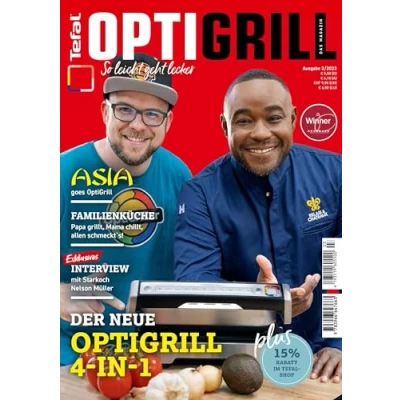 Afbeelding van OptiGrill Magazin: So leicht geht lecker. Der neue 4 in 1. Mit Starkoch Nelson Müller und Benni Hetterich &quot;Der OptiGriller&quot;