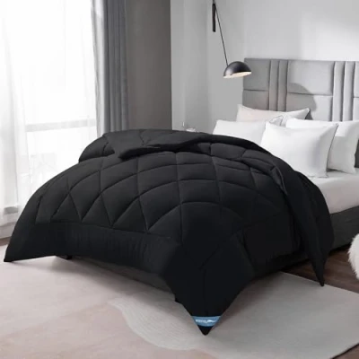 Afbeelding van WAVVE Microvezel dekbed voor het hele jaar, gewatteerd, 300 g/m², superzacht en ademend, 200 x cm, zwart