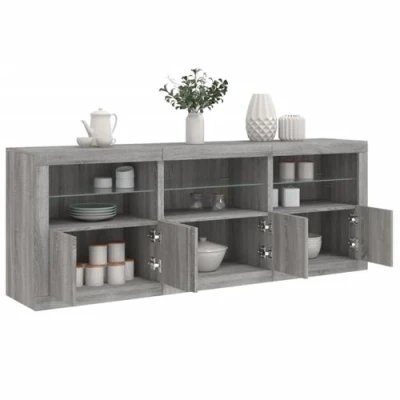 Afbeelding van vidaXL Dressoir met LED verlichting 181,5x37x678 cm grijs sonoma eiken