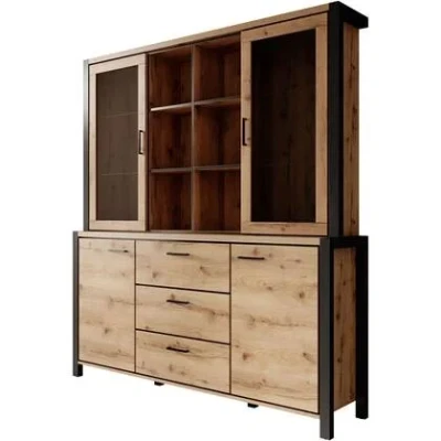 Afbeelding van Meubella Buffetkast Acapulco Eiken Zwart 180 cm