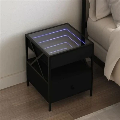 Afbeelding van vidaXL Nachtkastje met Infinity LED 40x40x51 cm zwart