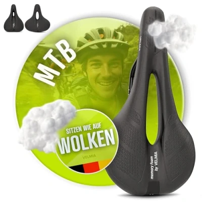 Afbeelding van fietszadel met ergonomisch 3 zones concept en traagschuim, comfortabel voor dames heren, heren