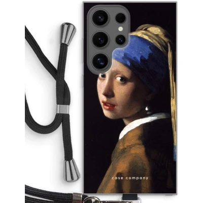 Afbeelding van Case Company® hoesje met Koord geschikt voor Samsung Galaxy S24 Ultra The Pearl Earring Telefoonhoesje Zwart Bescherming aan alle Kanten en Over de Schermrand