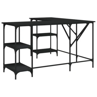 Image de vidaXL Bureau noir 139x139x75 cm bois d&#039;ingénierie837587