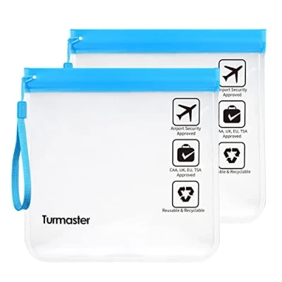 Afbeelding van Turmaster Airport goedgekeurde transparante toilettas, waterdichte reistoilettas, 2 stuks, blauw