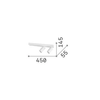 Afbeelding van Ideal Lux Profilo plafondspot, wit, 2 lamps, metaal