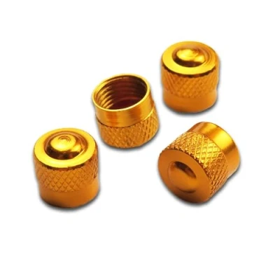 Afbeelding van Pitlane Performance® Aluminium Ventieldopjes; Set van 4 Schrader Ventieldoppen Geschikt voor Auto, SUV, Motor &amp; Fiets Duurzame Bescherming Wielventielen (Goud, Racing)