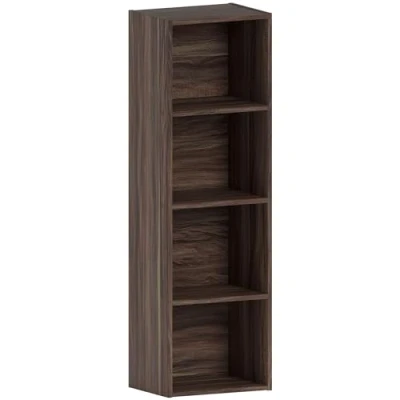 Afbeelding van Vida Designs Oxford boekenkast met 4 etages, walnoothout, opbergkast voor kantoor en woonkamer